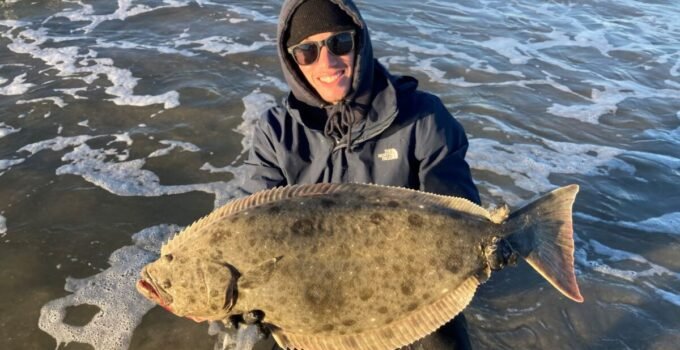 halibut fishing from the beach