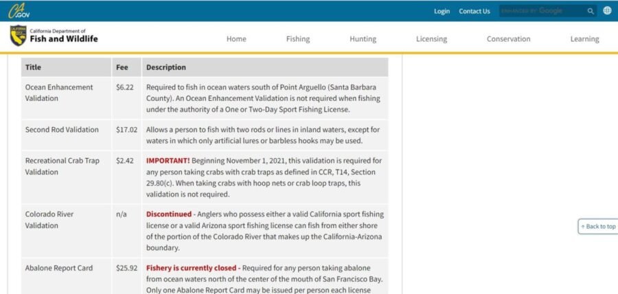 California fishing license ocean enhancement and second rod enhancement