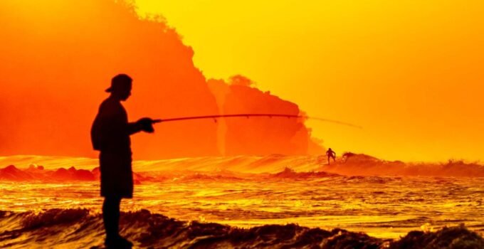 surfers and surf fishing