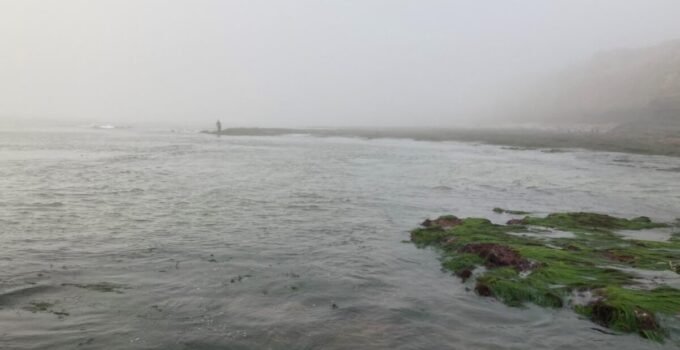 surf fishing in the rain