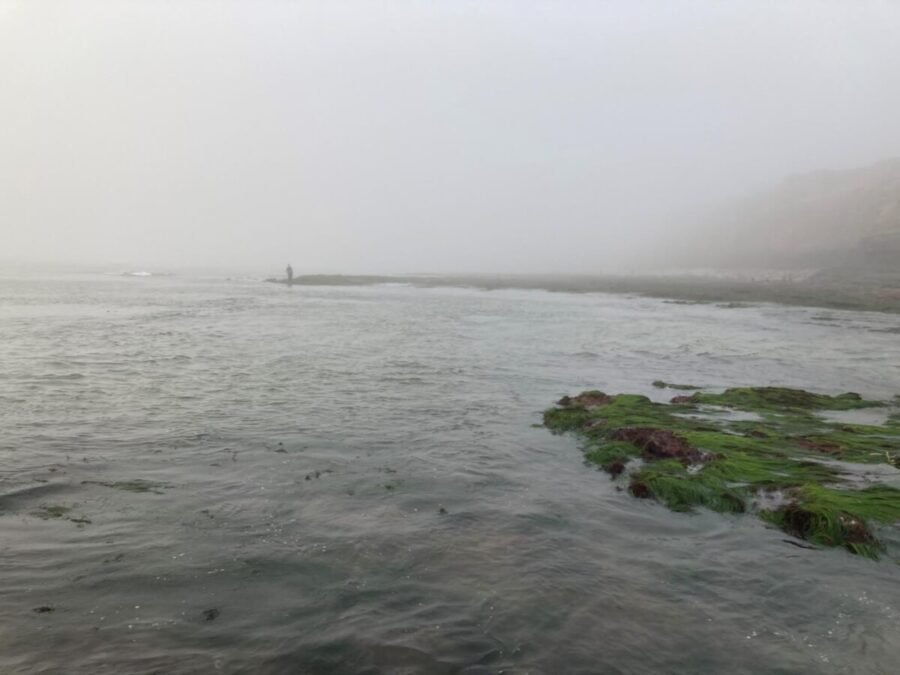 surf fishing in the rain