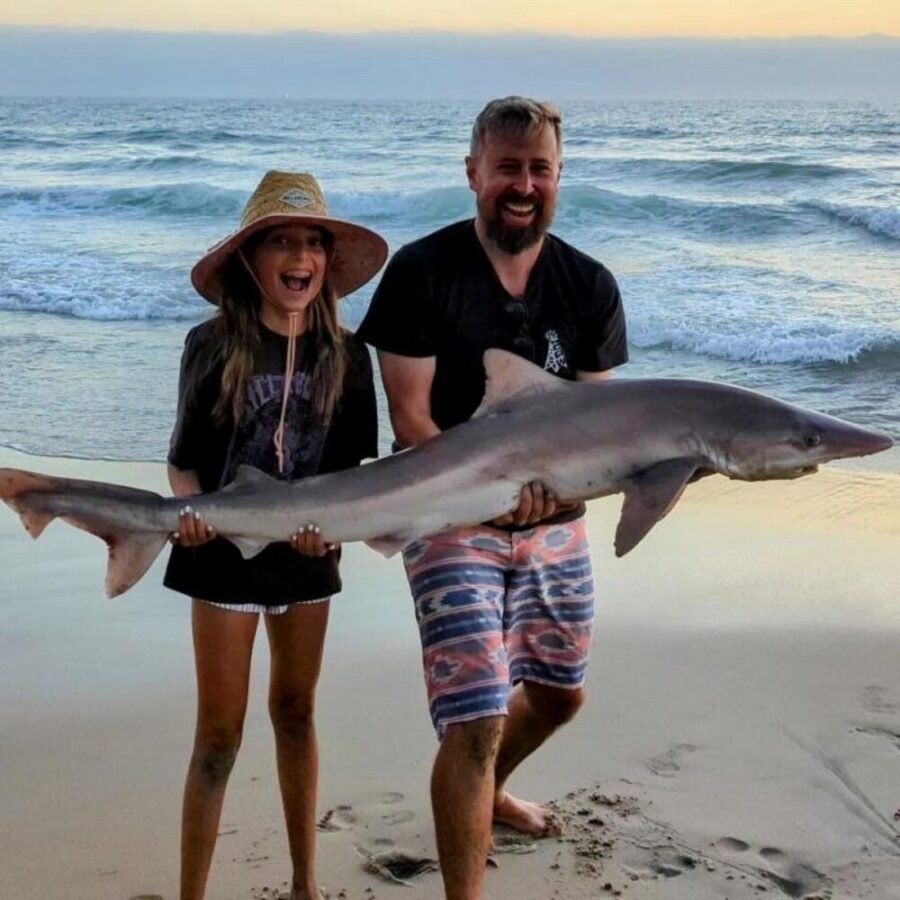 shark fishing from the beach