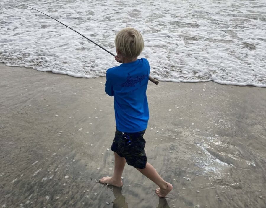 beach fishing with kids