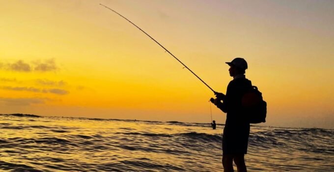 surf fishing sunset